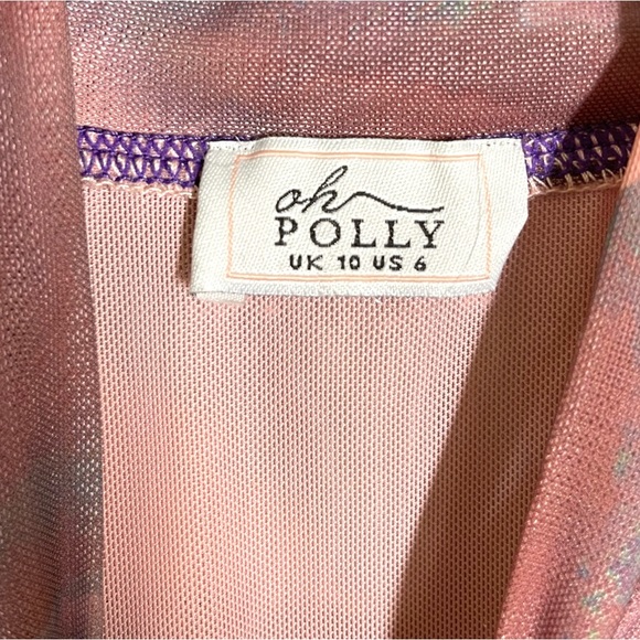 OH POLLY, High Neck Long Sleeve Mesh Bodysuit and skirt in Blush - Picture 3 of 11